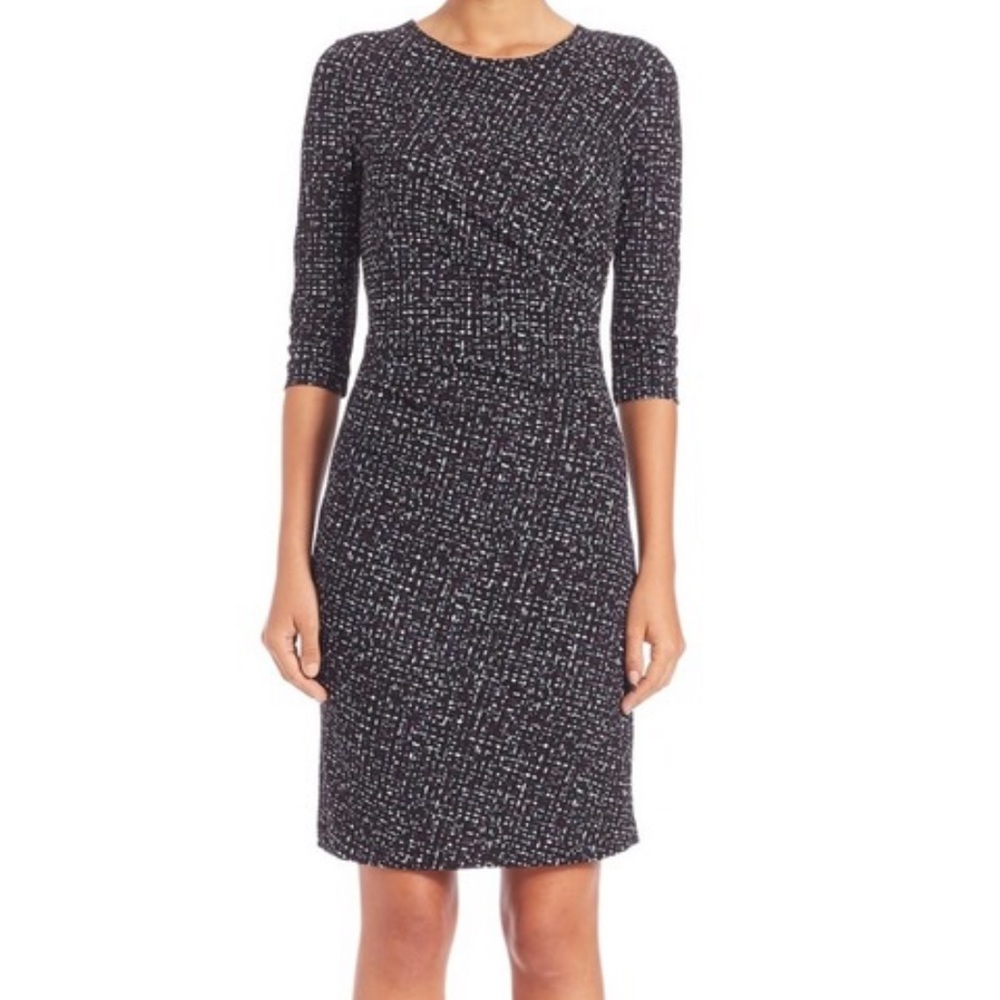 Hugo Boss Equalina Tweed Print Jersey Sheath Dress